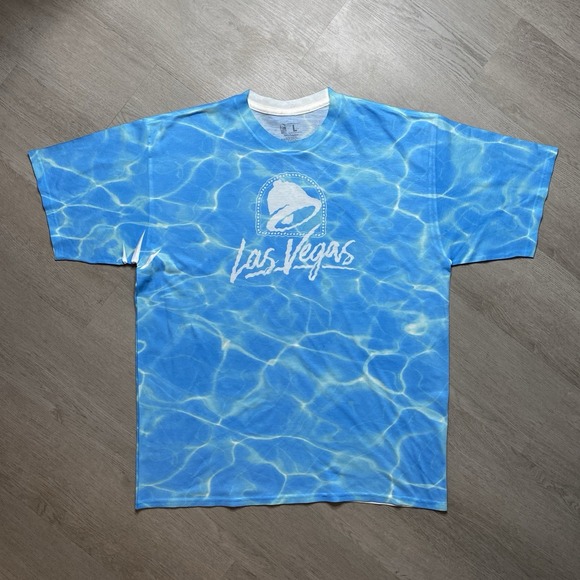 Official Taco Bell Aquatic Water Las Vegas All Over Print Tee Shirt Men's Sz L - Picture 1 of 6